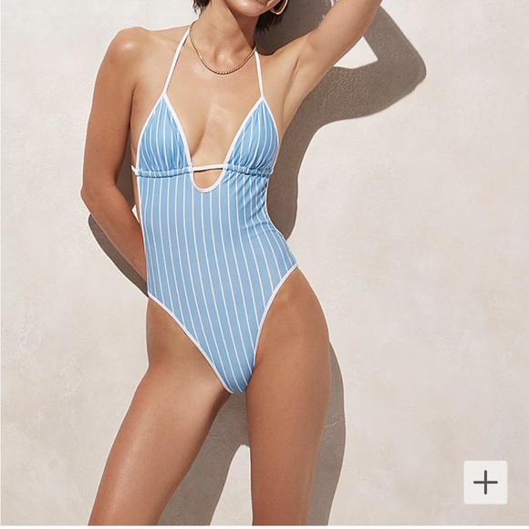 J Crew Cutout one-piece swimsuit in stripe NWT - Picture 2 of 3